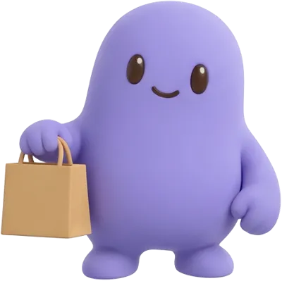 Purple mascot for webshops