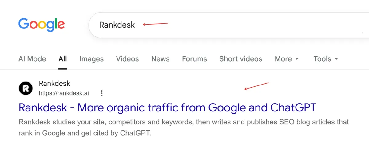 Obbio.ai ranking in Google search results