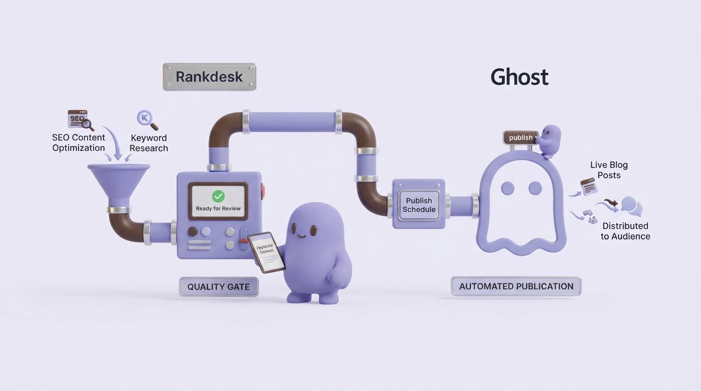 How Rankdesk and Ghost support a controlled publishing workflow